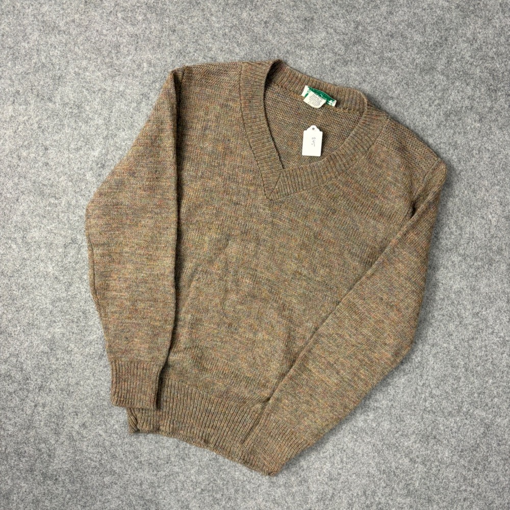 Vintage Helen Sue B&B Sweater Mills Marled V-Neck Pullover Brown Heather Knit